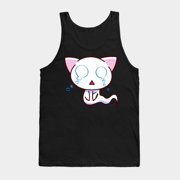 Cat Ghost Crying Tank Top by kyokyyosei